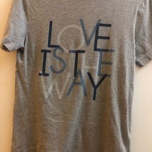 J Crew “Love is the Way” pride gray tee in size small